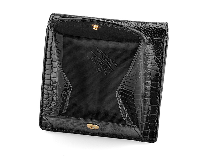 Лаковый компактный женский кожаный кошелёк Moro&Jenny 59053 A чёрный, Цвет: Черный, Тип и  фактура кожи: лаковая, фото , изображение 5