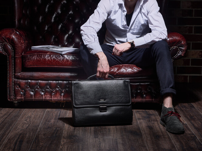 Мужской портфель из натуральной кожи LeGRAND collection 5224-1 чёрный, фото , изображение 10