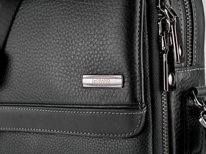 Стильна шкіряна чоловіча сумка LeGRAND collection 5574-4 чорна, фото , зображення 9