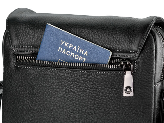 Стильна шкіряна чоловіча сумка LeGRAND collection 5574-4 чорна, фото , зображення 10