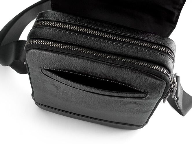 Стильна шкіряна чоловіча сумка LeGRAND collection 5574-4 чорна, фото , зображення 5