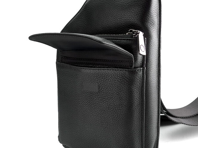 Сумка - слінг з натуральної шкіри LeGRAND collection 5601-5 чорна, фото , зображення 5