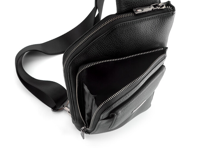 Сумка - слінг з натуральної шкіри LeGRAND collection 5601-5 чорна, фото , зображення 6