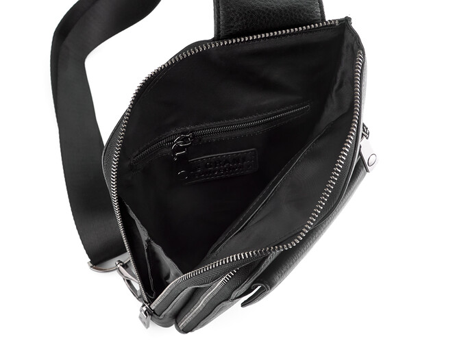 Сумка - слінг з натуральної шкіри LeGRAND collection 5601-5 чорна, фото , зображення 7