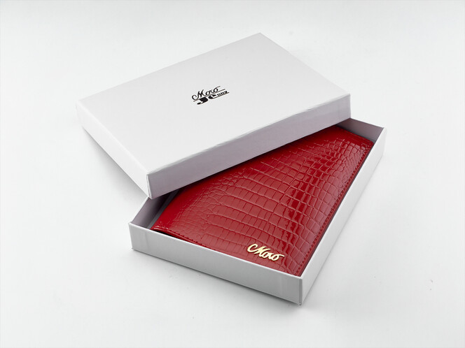 Элегантная кожаная женская обложка для паспорта Moro&Jenny 59012 E Red красная, фото , изображение 6