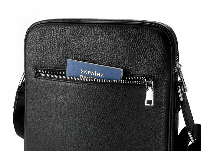 Чоловіча шкіряна сумка LeGRAND collection 7025-4 чорна, фото , зображення 8