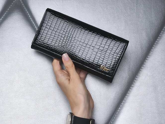 Женский кошелек из натуральной кожи Moro&Jenny 59010 A Black чёрный, Цвет: Черный, фото , изображение 5