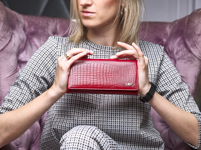 Женский кошелек из натуральной кожи Moro&Jenny 59010 E Red красный, Цвет: Красный, фото , изображение 7