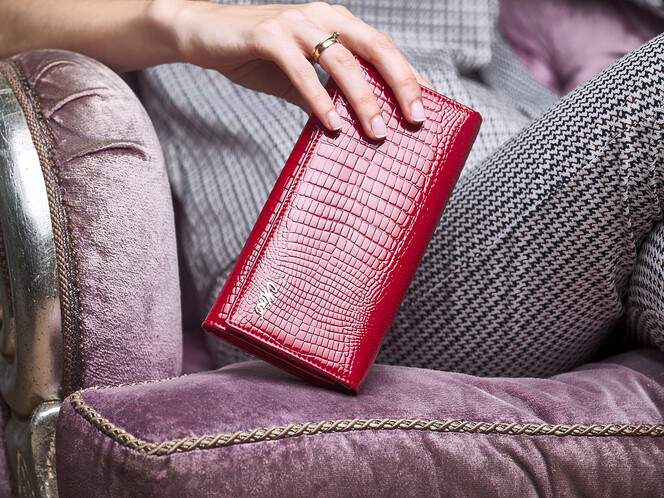 Женский кошелек из натуральной кожи Moro&Jenny 59010 E Red красный, Цвет: Красный, фото , изображение 9