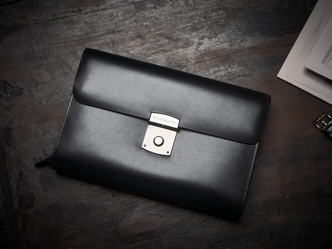 Мужская барсетка из натуральной кожи  LeGRAND collection 8593C чёрная, фото , изображение 8