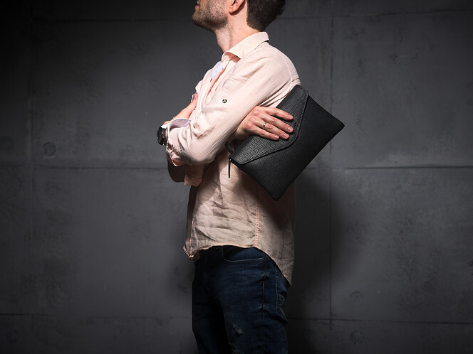 Кожаный мужской клатч – конверт LeGRAND collection 9230-2A чёрный, фото , изображение 9