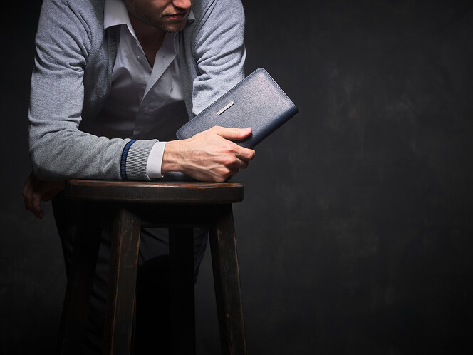 Кожаный мужской клатч из нарезной кожи LeGRAND collection 029-1 Blue синий, Цвет: Синий, фото , изображение 7