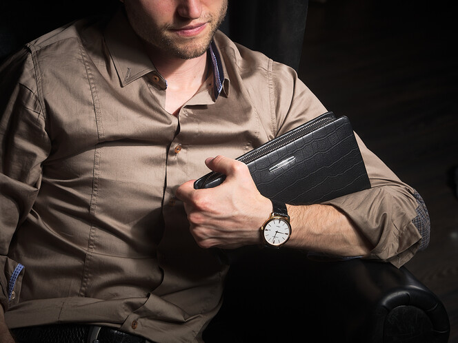 Шкіряний чоловічий клатч LeGRAND collection 7502-1Е чорний, фото , зображення 7