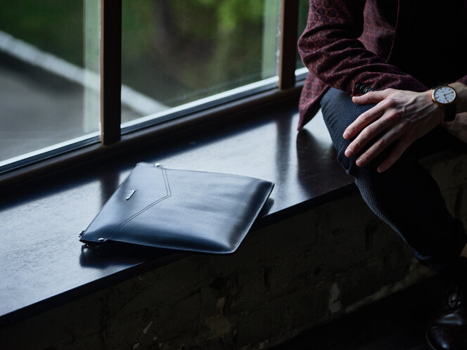 Кожаная папка – клатч с нанесением рисунка Мont Blanc 8599-4 Blue синяя, фото , изображение 6