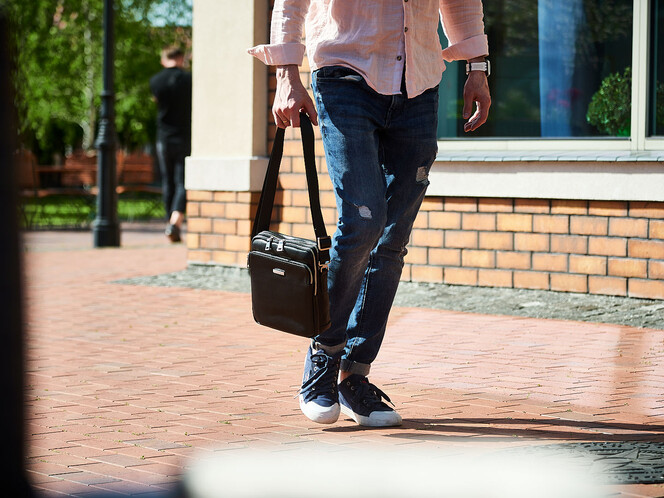 Сумка мужская из натуральной кожи под формат А4 LeGRAND collection 3506-2 чёрная, фото , изображение 8