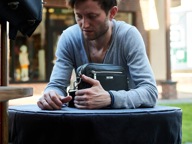 Мужская сумка из натуральной кожи LeGRAND collection 6866-5 чёрная, фото , изображение 9