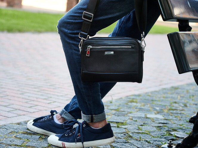 Мужская сумка из натуральной кожи LeGRAND collection 6866-5 чёрная, фото , изображение 10