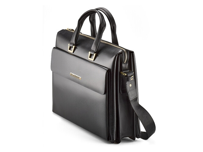 Портфель – сумка из полированной кожи высшего сорта LeGRAND collection 8182-3 LG Black чёрный, фото , изображение 2