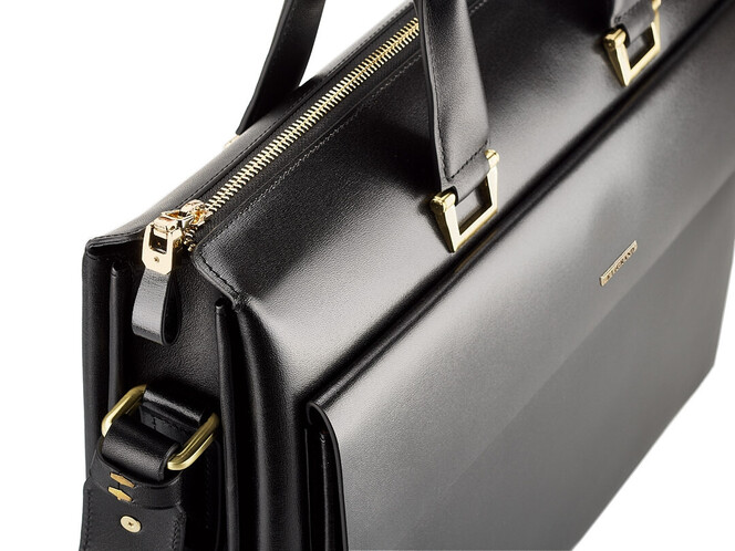 Портфель – сумка из полированной кожи высшего сорта LeGRAND collection 8182-3 LG Black чёрный, фото , изображение 4