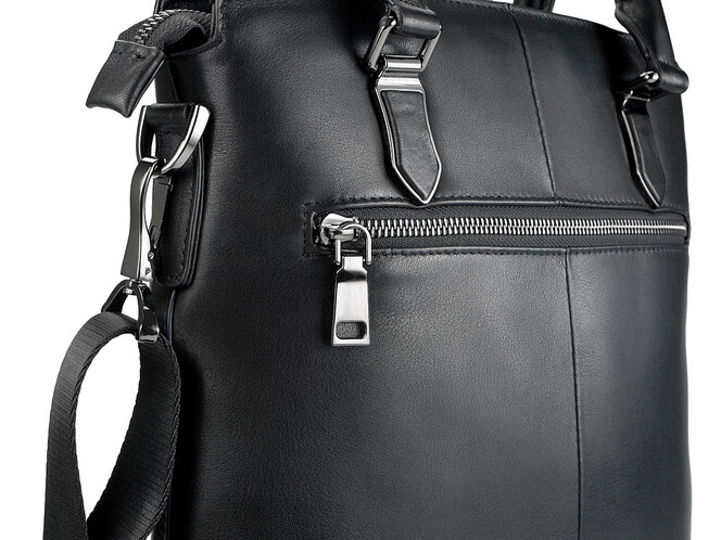 Вертикальна чоловіча сумка з натуральної шкіри LeGRAND collection 1611-2 Black чорна, фото , зображення 8