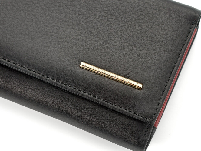 Кожаный женский кошелек Nicole Richie 1515 A чёрный, Цвет: Черный, Тип и  фактура кожи: гладкая, фото , изображение 9