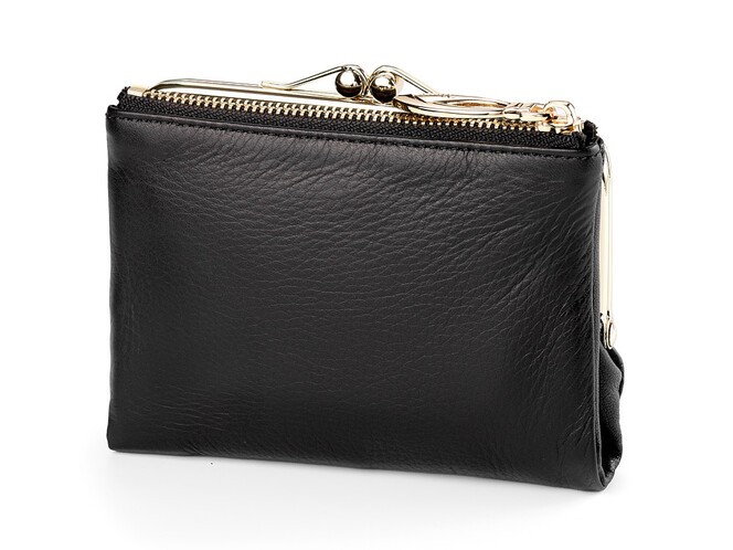 Модний жіночий шкіряний гаманець Moro&Jenny 6116 A чорний, Колір: Чорний, Тип і фактура шкіри: зерниста, фото , зображення 2