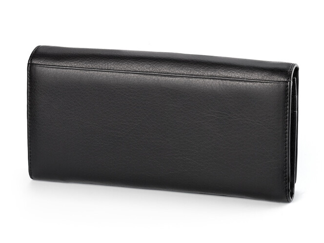 Элегантный женский кошелёк из натуральной кожи Moro&Jenny 6111 A чёрный, Цвет: Черный, Тип и  фактура кожи: гладкая, фото , изображение 2