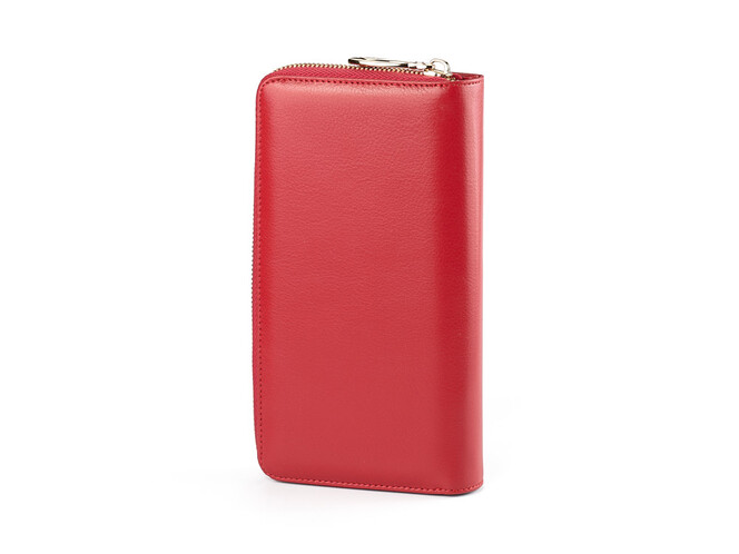 Стильний жіночий гаманець з натуральної шкіри Moro&Jenny 6114 E червоний, Колір: Червоний, Тип і фактура шкіри: витиснена, фото , зображення 2