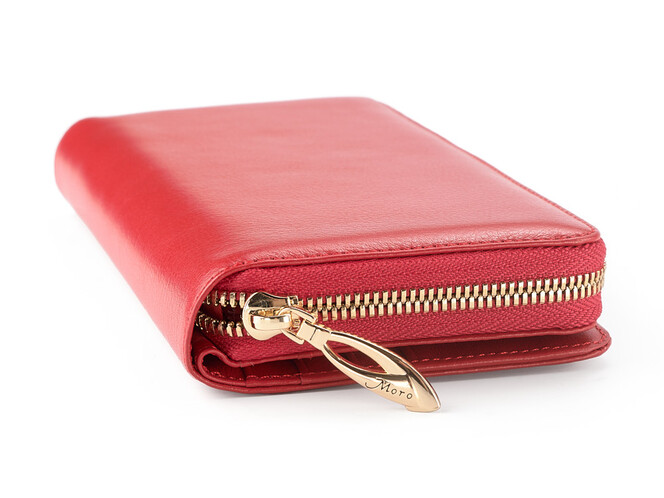 Стильний жіночий гаманець з натуральної шкіри Moro&Jenny 6114 E червоний, Колір: Червоний, Тип і фактура шкіри: витиснена, фото , зображення 6