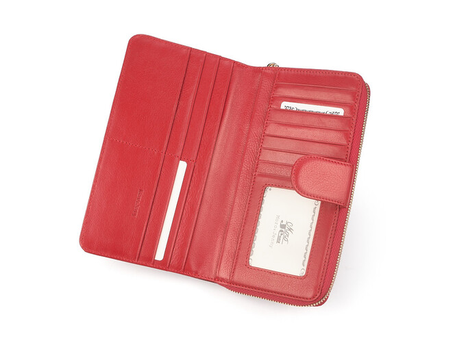 Стильний жіночий гаманець з натуральної шкіри Moro&Jenny 6114 E червоний, Колір: Червоний, Тип і фактура шкіри: витиснена, фото , зображення 4