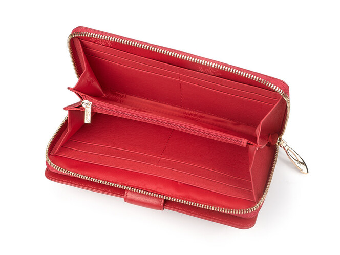 Стильний жіночий гаманець з натуральної шкіри Moro&Jenny 6114 E червоний, Колір: Червоний, Тип і фактура шкіри: витиснена, фото , зображення 5