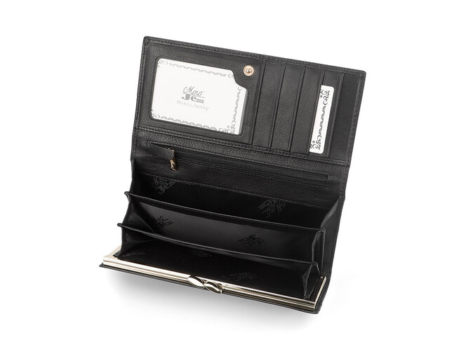 Элегантный женский кошелёк из натуральной кожи Moro&Jenny 6111 A чёрный, Цвет: Черный, Тип и  фактура кожи: гладкая, фото , изображение 4