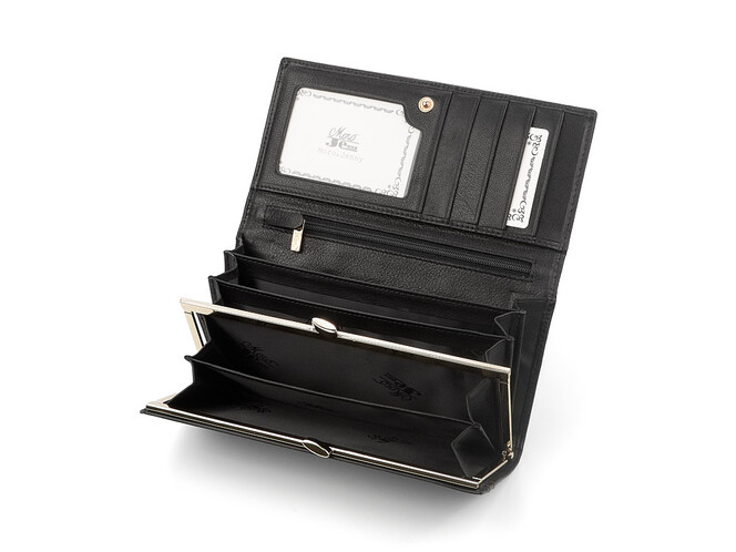 Элегантный женский кошелёк из натуральной кожи Moro&Jenny 6111 A чёрный, Цвет: Черный, Тип и  фактура кожи: гладкая, фото , изображение 5