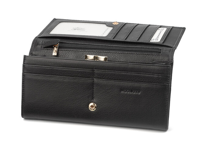 Элегантный женский кошелёк из натуральной кожи Moro&Jenny 6111 A чёрный, Цвет: Черный, Тип и  фактура кожи: гладкая, фото , изображение 6