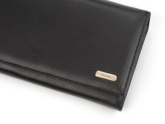 Элегантный женский кошелёк из натуральной кожи Moro&Jenny 6111 A чёрный, Цвет: Черный, Тип и  фактура кожи: гладкая, фото , изображение 8