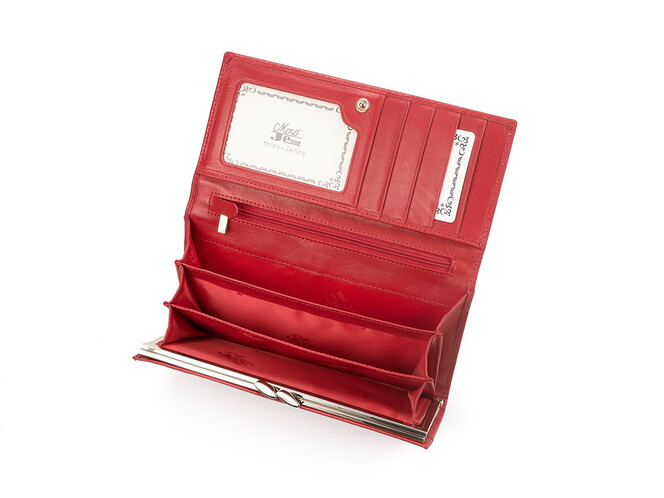 Элегантный женский кошелёк из натуральной кожи Moro&Jenny 6111 E красный, Цвет: Красный, Тип и  фактура кожи: гладкая, фото , изображение 4