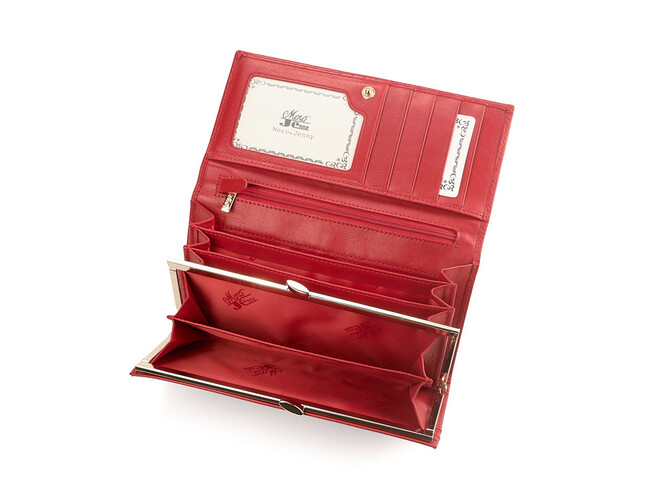 Элегантный женский кошелёк из натуральной кожи Moro&Jenny 6111 E красный, Цвет: Красный, Тип и  фактура кожи: гладкая, фото , изображение 5