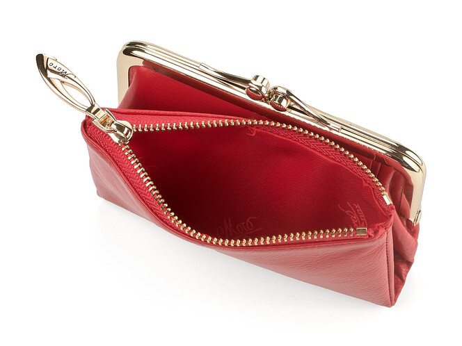 Модний жіночий шкіряний гаманець Moro&Jenny 6116 E червоний, Колір: Червоний, Тип і фактура шкіри: зерниста, фото , зображення 3
