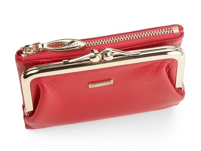 Модний жіночий шкіряний гаманець Moro&Jenny 6116 E червоний, Колір: Червоний, Тип і фактура шкіри: зерниста, фото , зображення 7