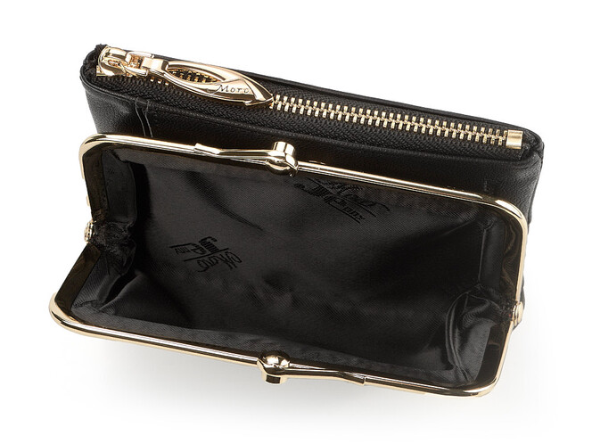 Модний жіночий шкіряний гаманець Moro&Jenny 6116 A чорний, Колір: Чорний, Тип і фактура шкіри: зерниста, фото , зображення 5