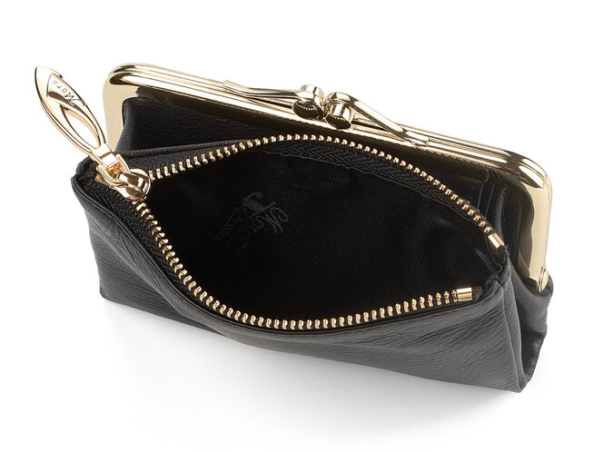 Модний жіночий шкіряний гаманець Moro&Jenny 6116 A чорний, Колір: Чорний, Тип і фактура шкіри: зерниста, фото , зображення 6