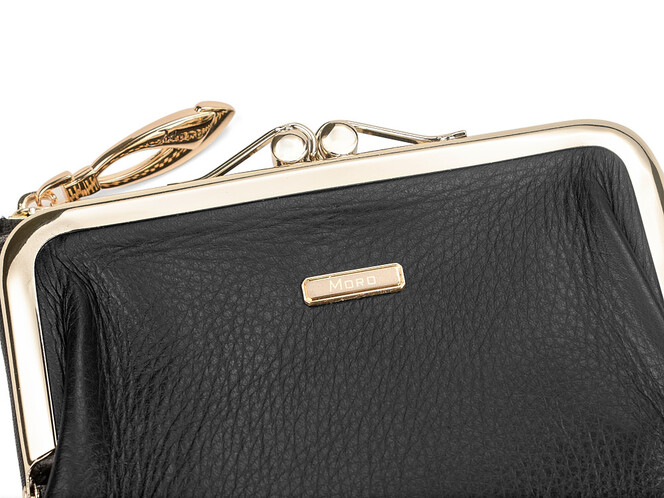 Модний жіночий шкіряний гаманець Moro&Jenny 6116 A чорний, Колір: Чорний, Тип і фактура шкіри: зерниста, фото , зображення 8