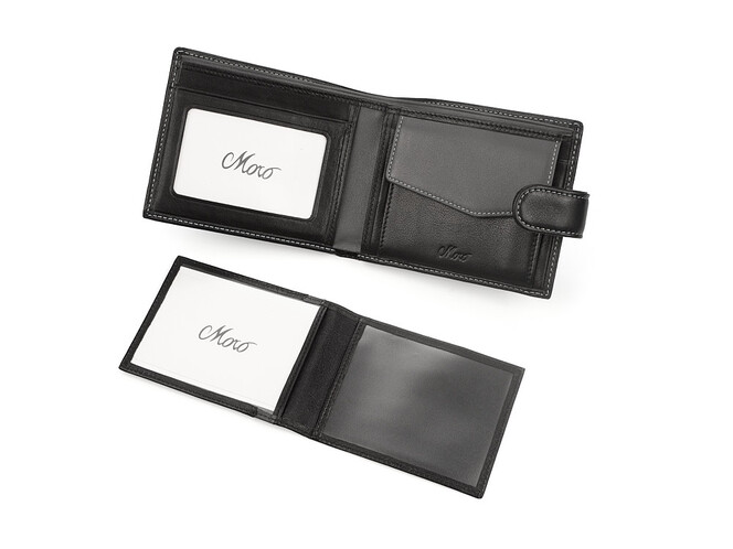 Чоловічий шкіряний гаманець на кнопці Moro&Jenny 185-56 A чорний, фото , зображення 3