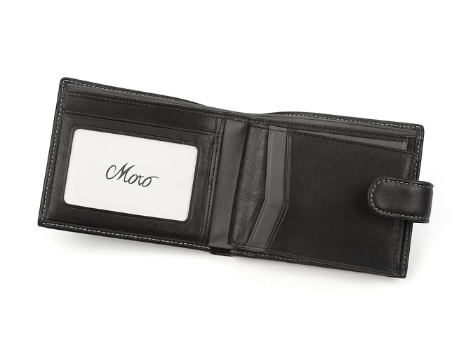 Чоловічий шкіряний гаманець на кнопці Moro&Jenny 185-56 A чорний, фото , зображення 5