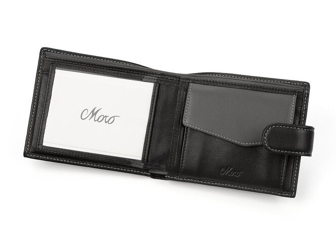 Чоловічий шкіряний гаманець на кнопці Moro&Jenny 185-56 A чорний, фото , зображення 6