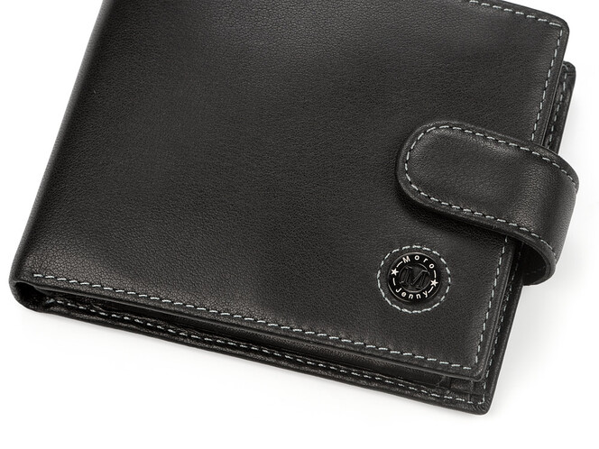 Чоловічий шкіряний гаманець на кнопці Moro&Jenny 185-56 A чорний, фото , зображення 8