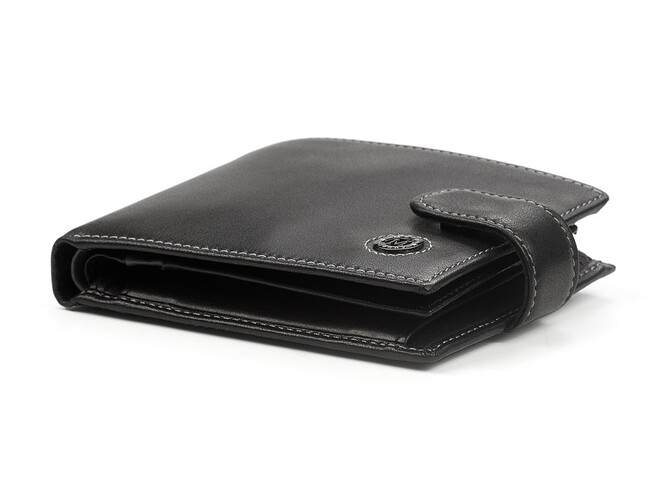 Чоловічий шкіряний гаманець на кнопці Moro&Jenny 185-56 A чорний, фото , зображення 9