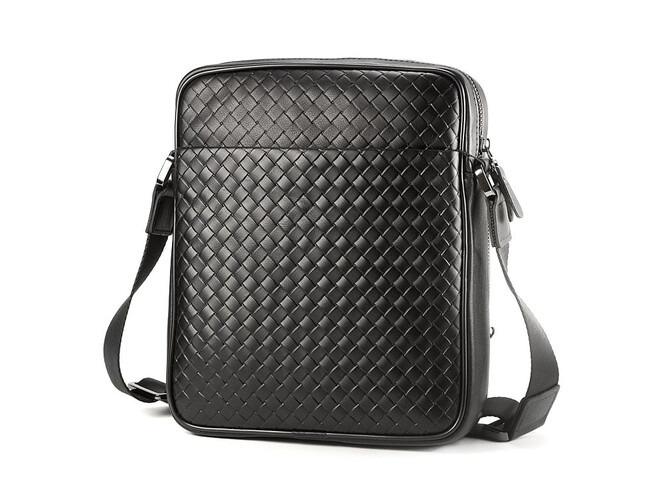 Стильная мужская сумка из плетеной кожи LeGRAND collection 3534-4L Black чёрная, фото , изображение 3