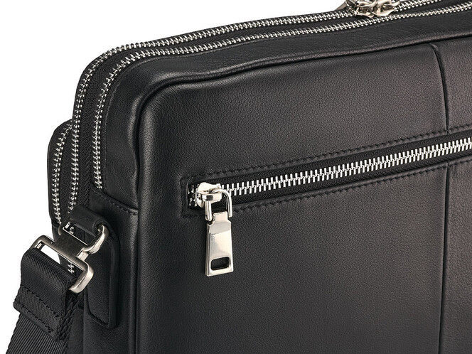 Мужская кожаная сумка формата А5 LeGRAND collection 8435-3 чёрная, фото , изображение 7