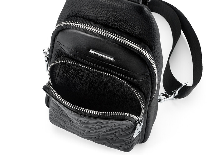 Сумка – слінг із натуральної шкіри LeGRAND collection 338 чорна, фото , зображення 4